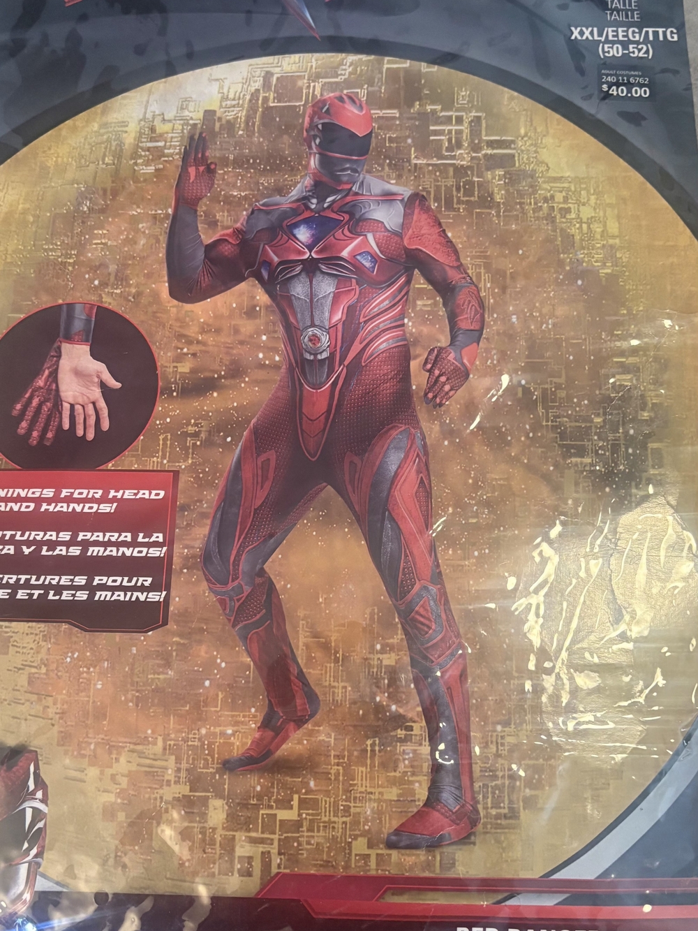 Power Rangers Red Ranger Costume Size XXL